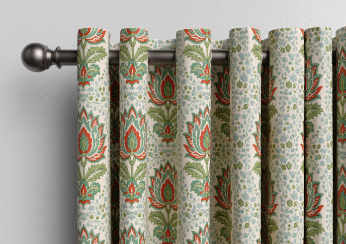 Petal & Block Lotus Blossom, Neem - Made to Measure Curtains - Image 12